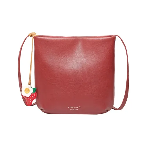 AOKANG Сумка через плечо из коровьей кожи Женская Кирпично-красный Классический черный