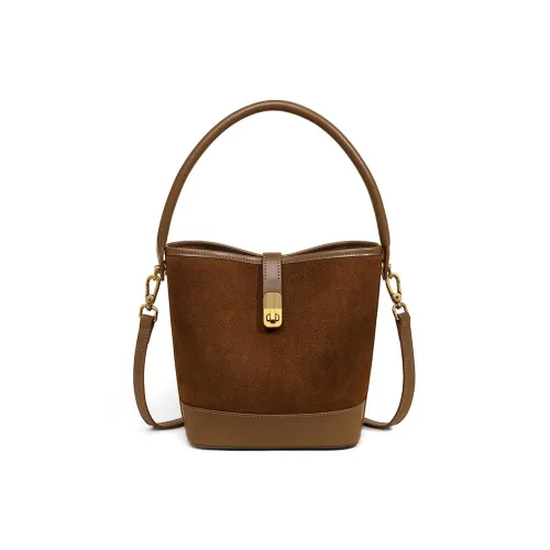 Crtnzo Kroez Коровья кожа Ведрообразная сумка Стандартная Женская Карамельный коричневый Кофейный