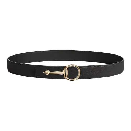 HERMES Телячья кожа Кожаные ремни Женские Черный 3,2 см