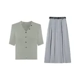 Мерцание Зеленый Топ + Светло-Серый Юбка