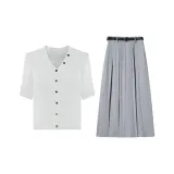 Cloud White Топ + Light Gray Юбка