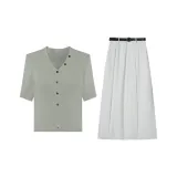 Мерцание Зеленый Топ + Камелия Белая Юбка