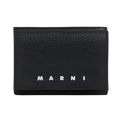 MARNI Полированный кожаный кошелек унисекс черного цвета