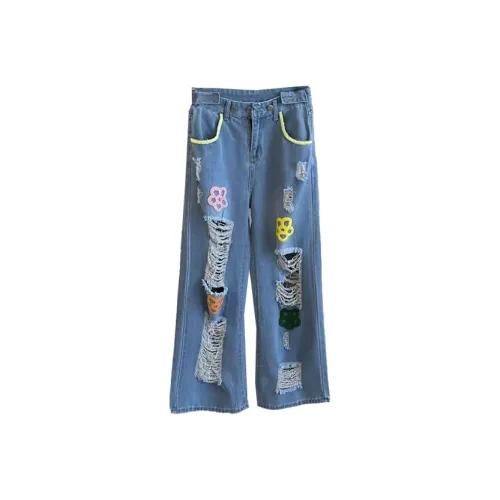 QIAOMONVHAI Blue Women's Jeans QIAOMONVHAI Синий Женские Джинсы