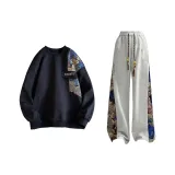 Комплект одежды - Черный свитшот + Серые штаны