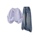 Однотонный пурпурный цвет гор на закате + однотонный джинсовый синий