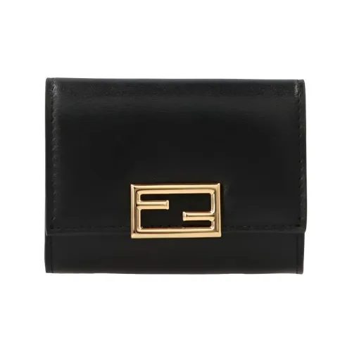 FENDI Кожа Кошелек Клатч Держатель для карт Женские Черный