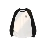 [100% cotton Color Block Реглан] Черный (Серия Heavy Duty Логотип на груди)