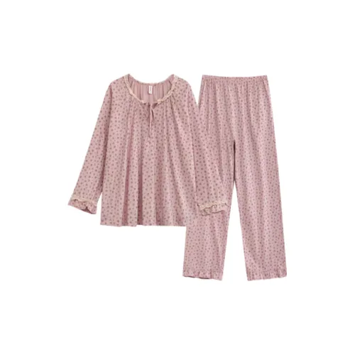 MIMOSA CHUR Круглый вырез Кружево с отделкой Розовый цветочный Женский комплект пижам