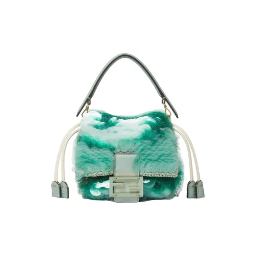 FENDI Baguette Хлопок Одно плечо Сумка Маленькая Женская Зеленая