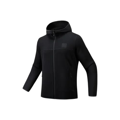 ANTA Outdoor Collection С капюшоном Подкладка пальто Толстый флисовый предмет одежды Мужской Основной черный Фотиния серый