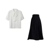 Короткий рукав, рубашка + тонкая длинная юбка, комплект одежды [Летний стиль комфорта]