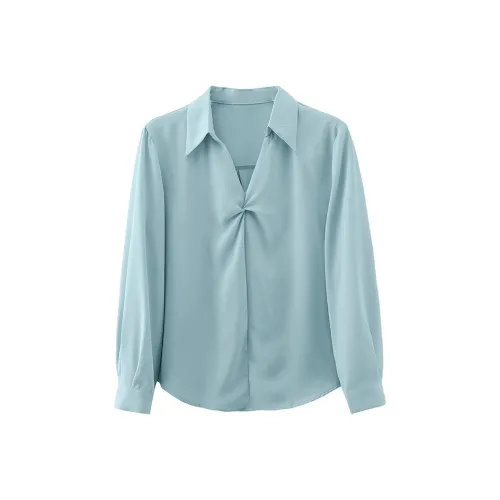 DPLAY Синий цвет морской соли Женские Рубашки