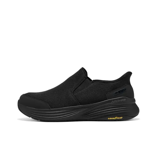 Skechers GO WALK Slip-On Вспышка Обувь The Поддержка IS Нескользящий Низкий Топ Кэжуал Мужской Чисто Черный