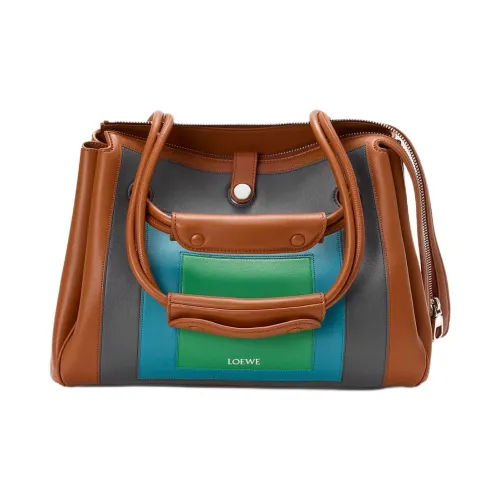 LOEWE Madrid Сумка через плечо из коровьей кожи средний размер женская карамельный цвет и ярко-зеленый