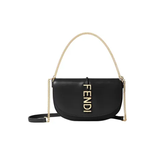 FENDI fendigraphy Телячья кожа Сумка на одно плечо Женская Черная