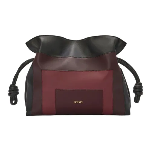 LOEWE Flamenco Клатч из коровьей кожи средний женский черный и бордовый
