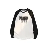 [100% cotton Color Block Реглан] Черный (Sprayed Готический Центральный логотип)