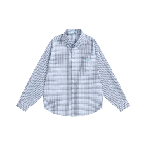 TGWALL Синие Белые Клетчатые Унисекс Рубашки