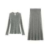 Серый горошек зеленый топ + серый горошек зеленая юбка