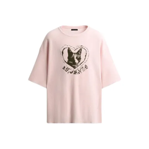 ZARA Light Peach Red Men's T-Shirts ZARA Светло-персиковый Красный Мужские Футболки