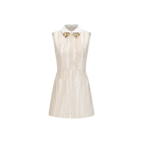 DITB Хаки и Абрикос Женские Платья без Рукавов