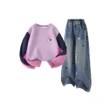 Di'erjian K Гибискус Розовый + Однотонный Джинсовый Синий