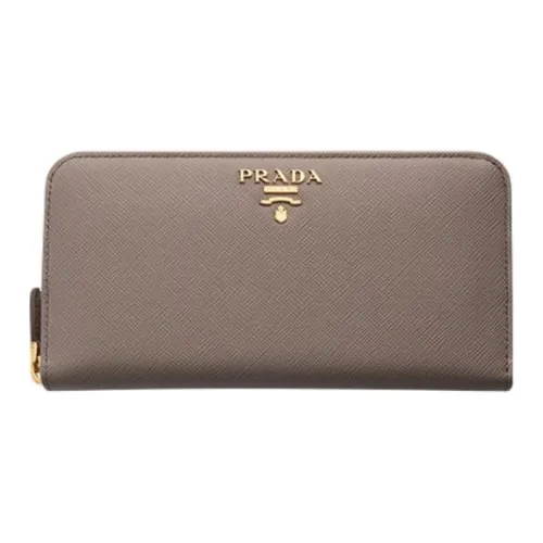 PRADA Saffiano Коровья кожа Кошелек Большой Женские Глиняно-серый