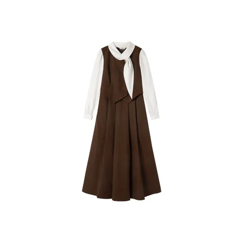 XIANGYING Длинное платье с длинными рукавами женское