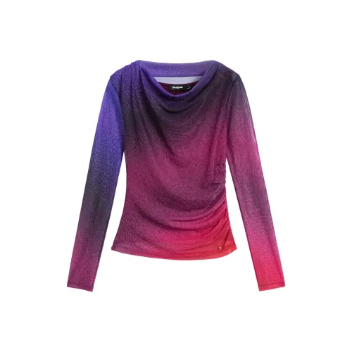 Desigual Pink Purple Combo Женские T-рубашки