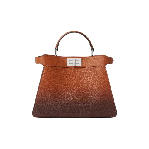 FENDI Peekaboo ISeeU Кожа Сумка Маленькая Женская Коричневая