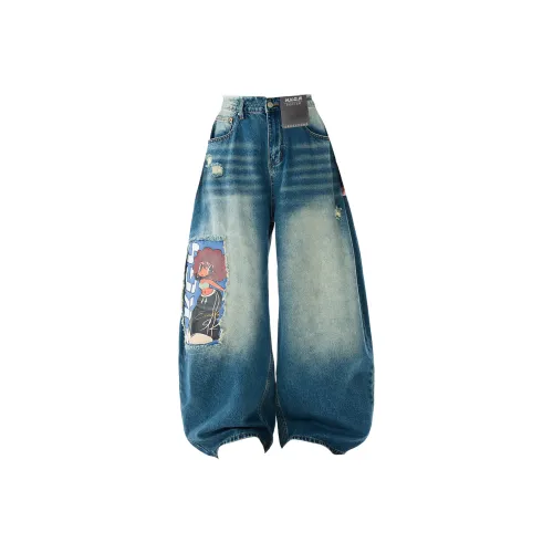 H.V.G.A Blue Unisex Jeans H.V.G.A Синий Унисекс Джинсы