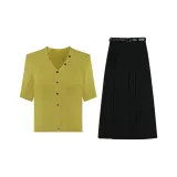 Горчичный Желтый Топ + Черная Маг Юбка