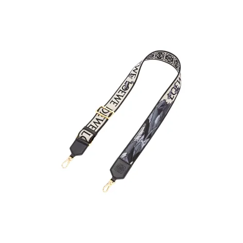 LOEWE Har'S Mobile Замок Коллаборация Тисненая Жаккардовая Ткань с Коровьей Кожей Сумка Ремень Женская Черная