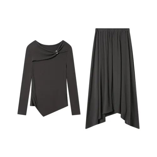 THE SEA LIFE Пасмурно-серый Топ + Пасмурно-серый Юбка Женские Юбочные Комплекты
