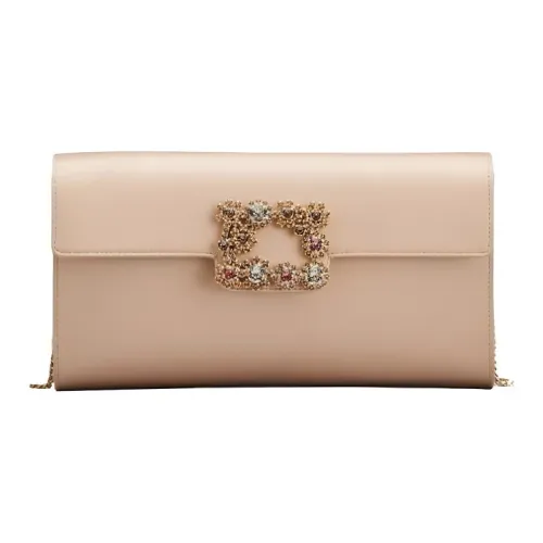 Roger Vivier Flower Strass Шелковый атлас Конверт Сумка Клатч Сумка через плечо Женская Телесно-розовая