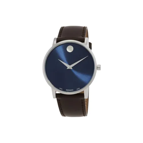 MOVADO Museum Series Кварцевый механизм Унисекс Часы 40 мм Синий циферблат Корпус из нержавеющей стали Кожаный ремешок
