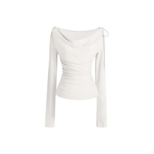 DANCANG Бант Кружево Вверх Длинный Рукав Т Рубашка Женская