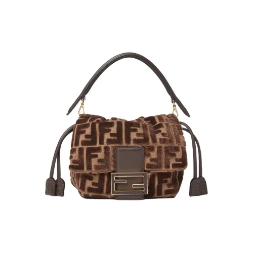 FENDI FFBaguette Вискоза с Хлопком и Полиэстер Сумка Маленькая Женская Темно-Коричневая