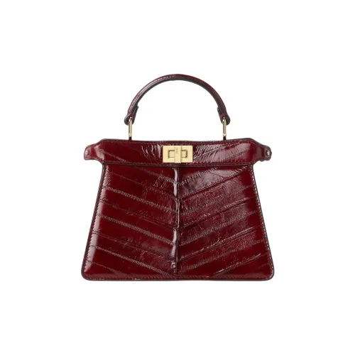 FENDI Peekaboo ISeeU Напп Кожа Сумка Маленькая Женская Красная