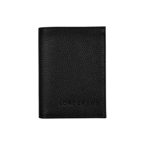 LONGCHAMP Le Foulonné Коровья кожа Держатель для карт кошелек Мужской Черный