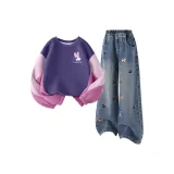 Дини Узел K Сумеречный Фиолетовый + Однотонный Джинсовый Синий