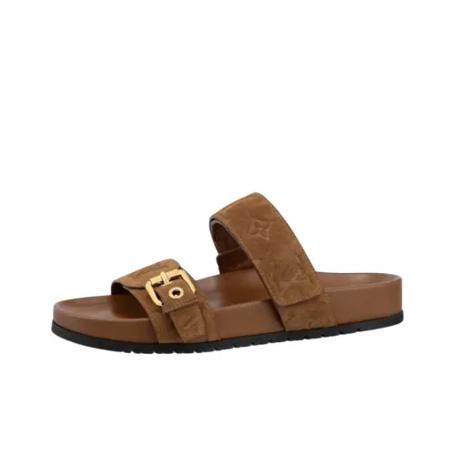 LOUIS VUITTON Bom Dia Слипоны Женские Коричневый Золотой