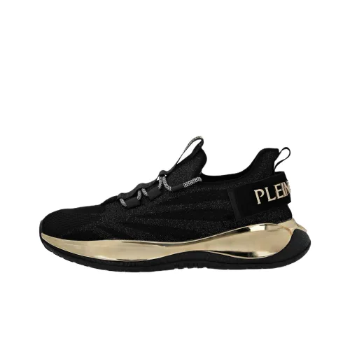 PLEIN SPORT Амортизация Легкий Низкий Топ Повседневная Обувь Унисекс Черный Светло-Золотой