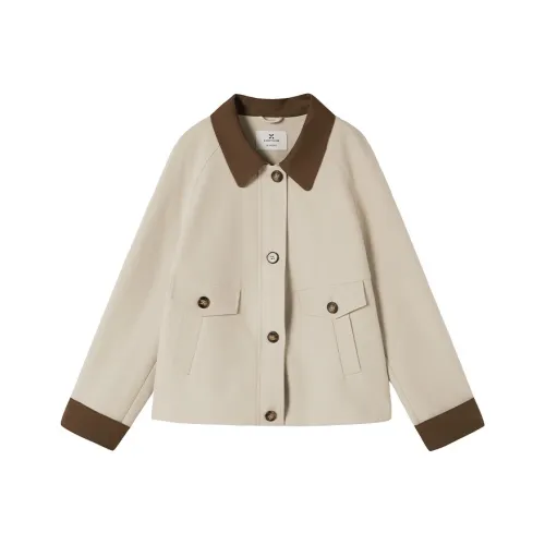 XIANGYING Кофейный Бежевый Женский Короткий Пальто