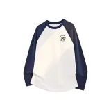 [100% cotton Color Block Реглан] Темно-синий (Серия Heavy Duty Логотип на груди)