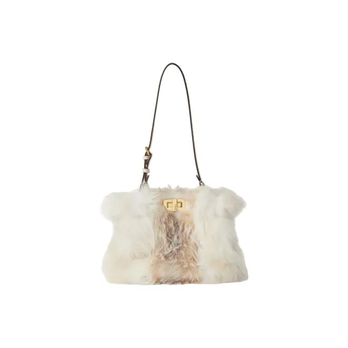 FENDI Peekaboo Шерстяная Сумка через плечо Маленькая Женская Белая