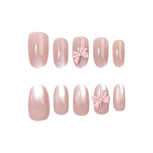 Yun Yue Joe Нежно-розовый Бант Французский Мягкий False Nail Миндаль Нежно-розовый Телесный Французский