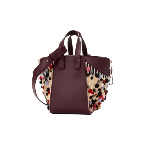 LOEWE Hammock Ткань Одно плечо Сумка Женская Бургунди и Многоцветная