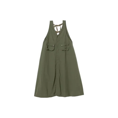 BEAMS совместный бренд Оливково-зеленые Женские Платья без рукавов